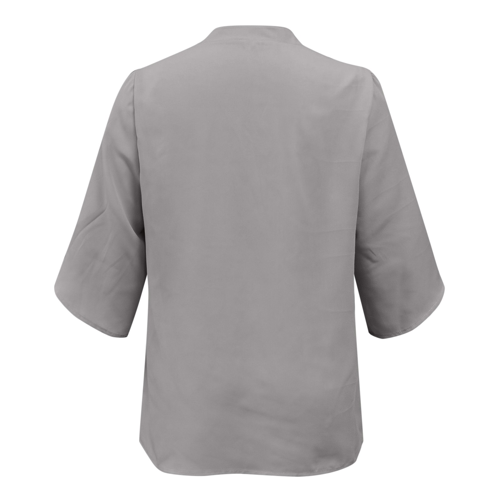 thumbnail image 5 of Nuevos tops de manga petal para mujer: blusa holgada de gasa con cuello en V y detalles plisados, mangas tres cuartos para el trabajo en verano o salidas informales., 5 of 5